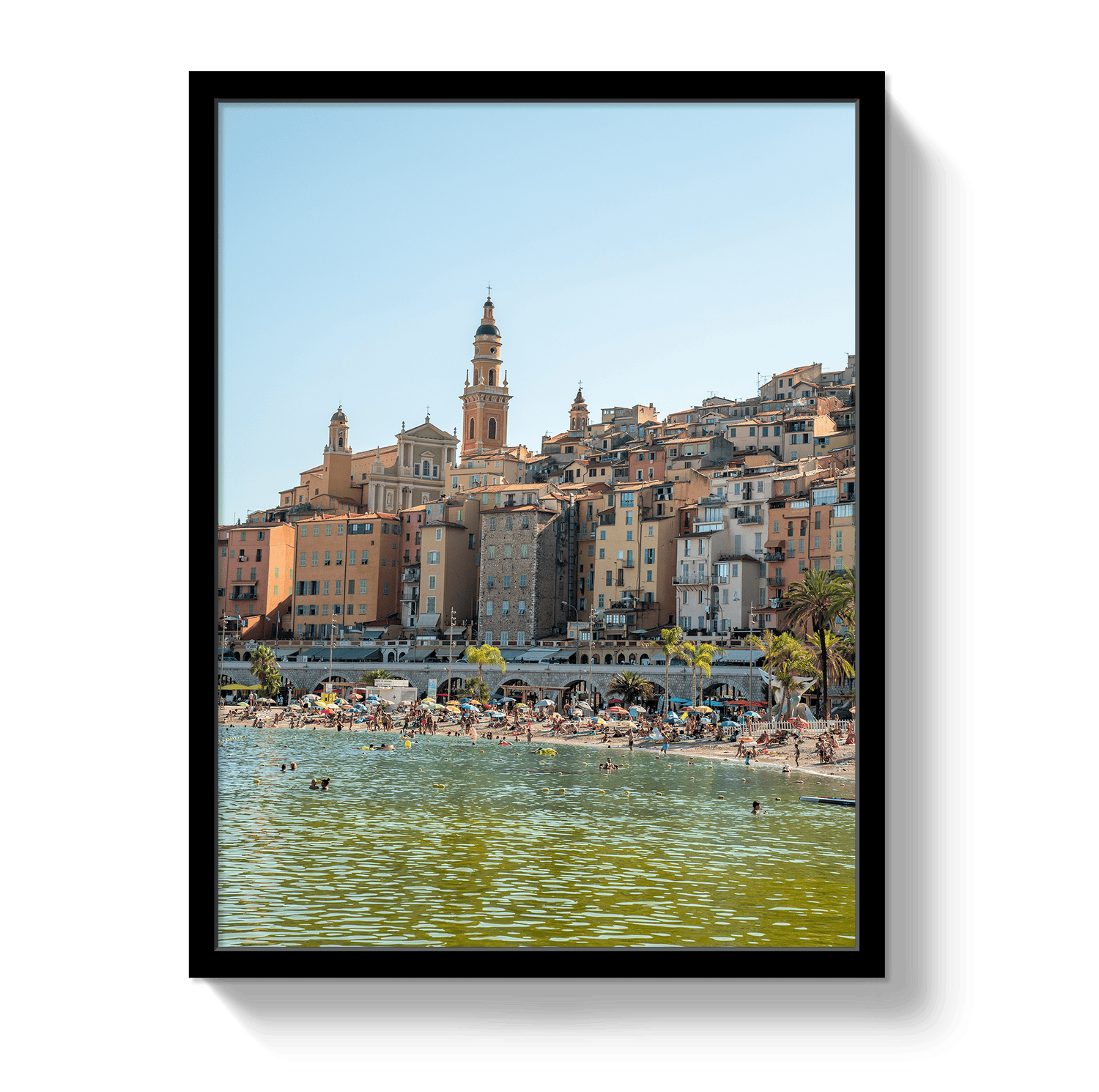 Johnny Vacay Black / 11x14 / Full Bleed Menton Beach