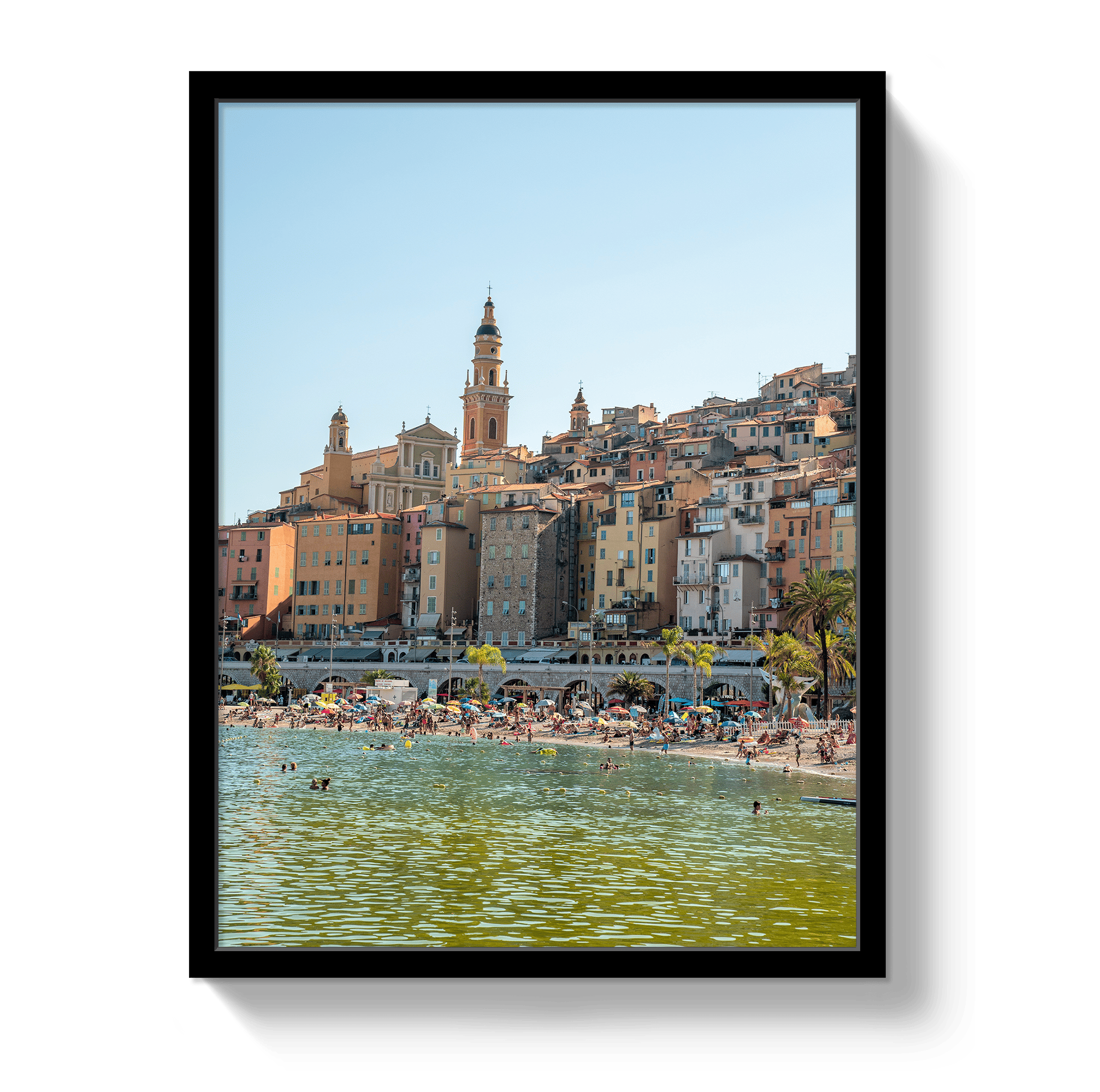 Johnny Vacay Black / 11x14 / Full Bleed Menton Beach