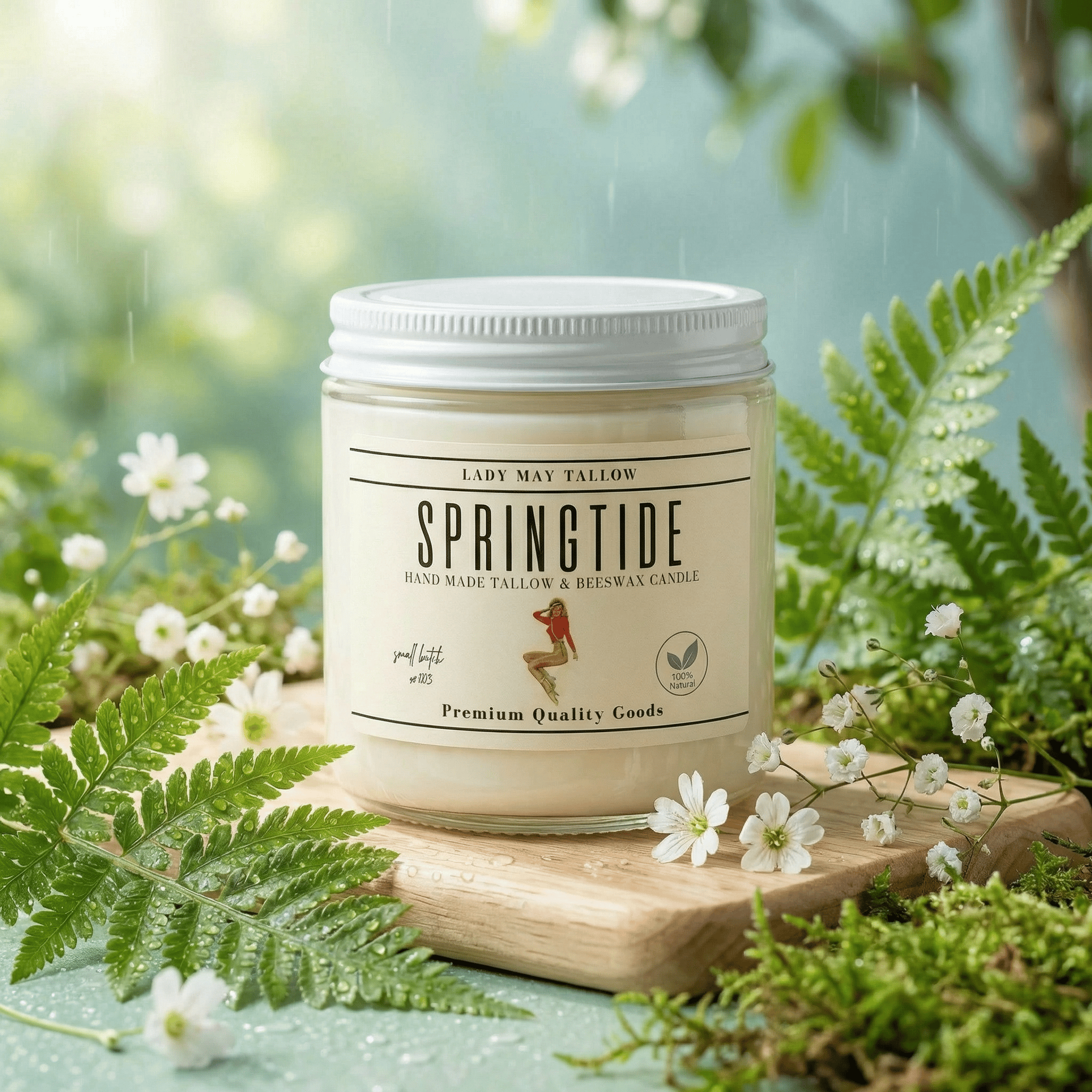 Lady May Tallow Candles Springtide Lady May "Classics" All Natural, Tallow &amp; Beeswax Candle