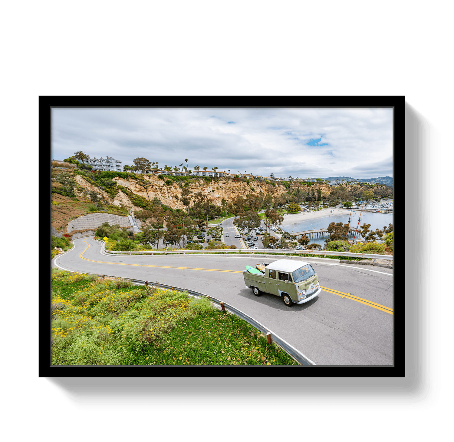 Johnny Vacay Black / 11x14 / Full Bleed Dana Point Bus