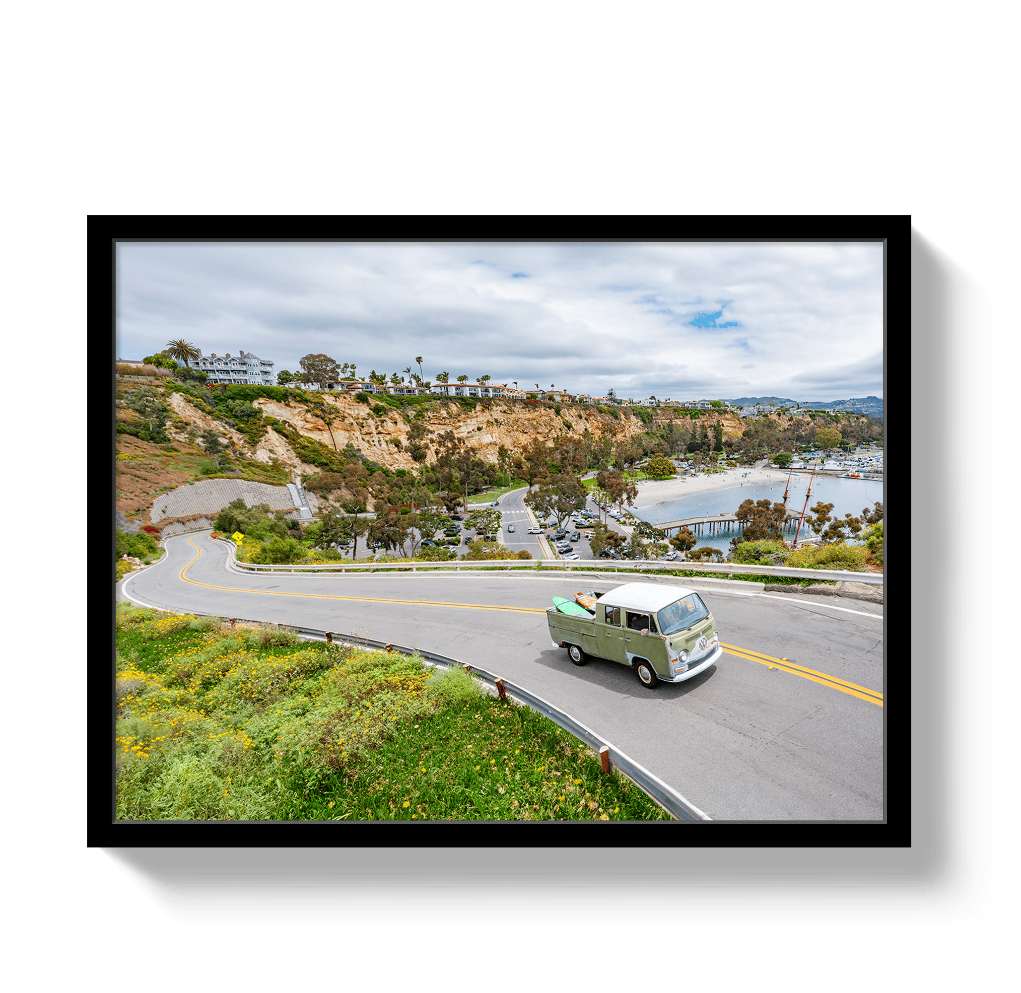 Johnny Vacay Black / 11x14 / Full Bleed Dana Point Bus