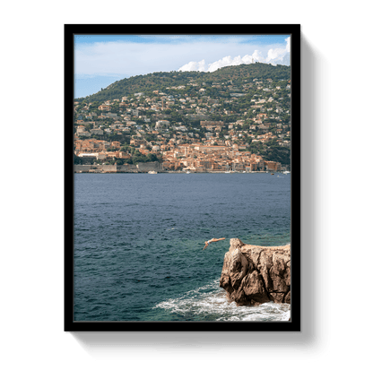 Johnny Vacay Black / 11x14 / Full Bleed Mediterranean Dive