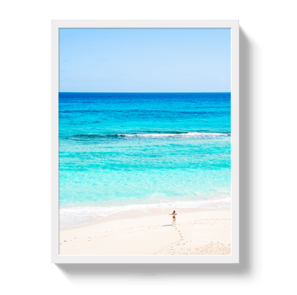 Johnny Vacay White / 11x14 / Full Bleed Aqua Dip