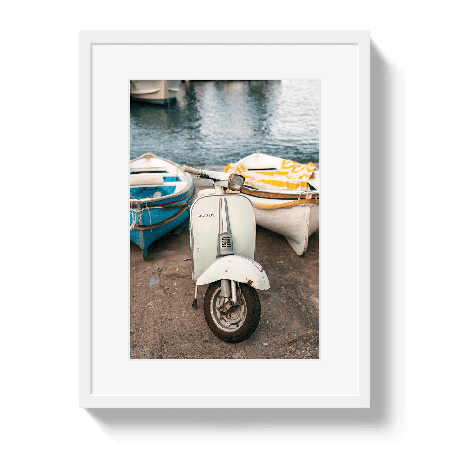 Johnny Vacay White / 11x14 / Border Vespa Capri