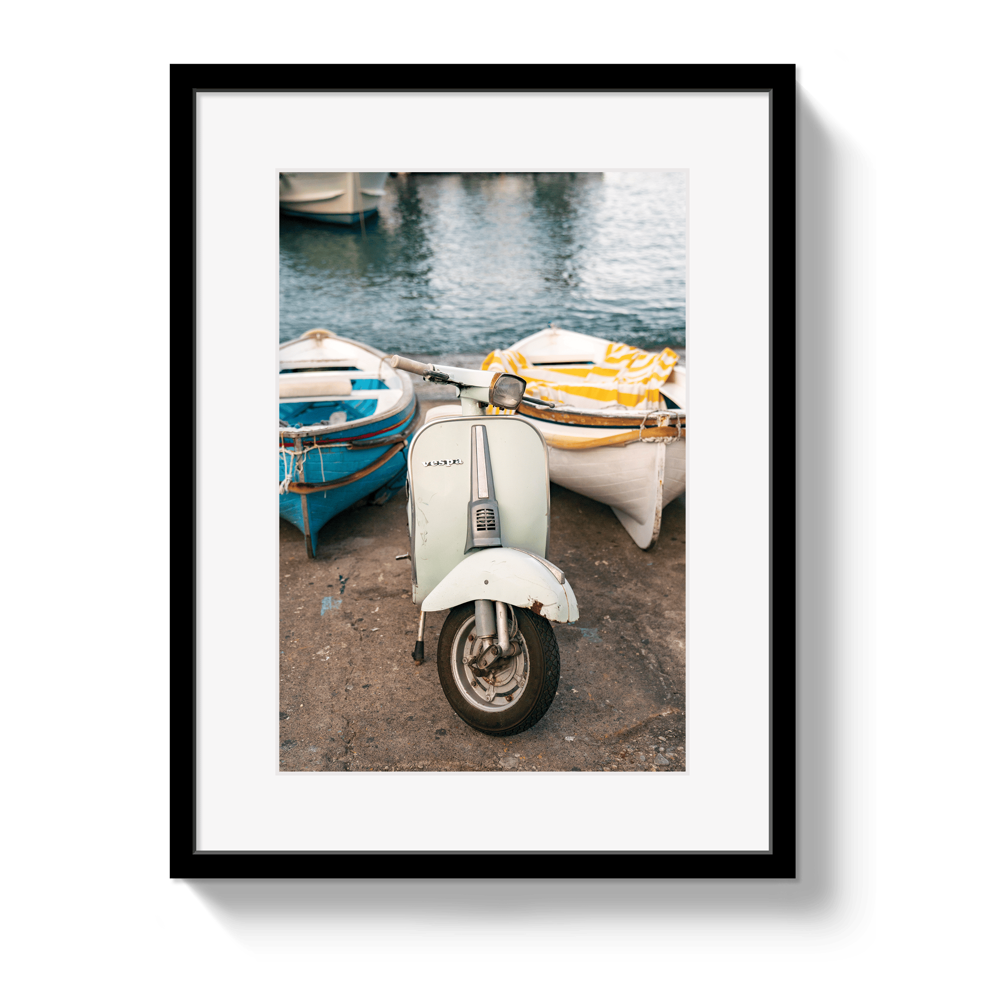 Johnny Vacay Black / 11x14 / Border Vespa Capri