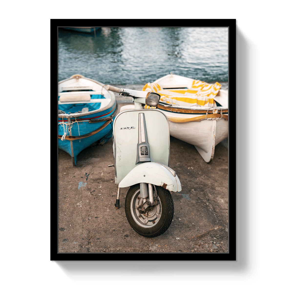 Johnny Vacay Black / 11x14 / Full Bleed Vespa Capri