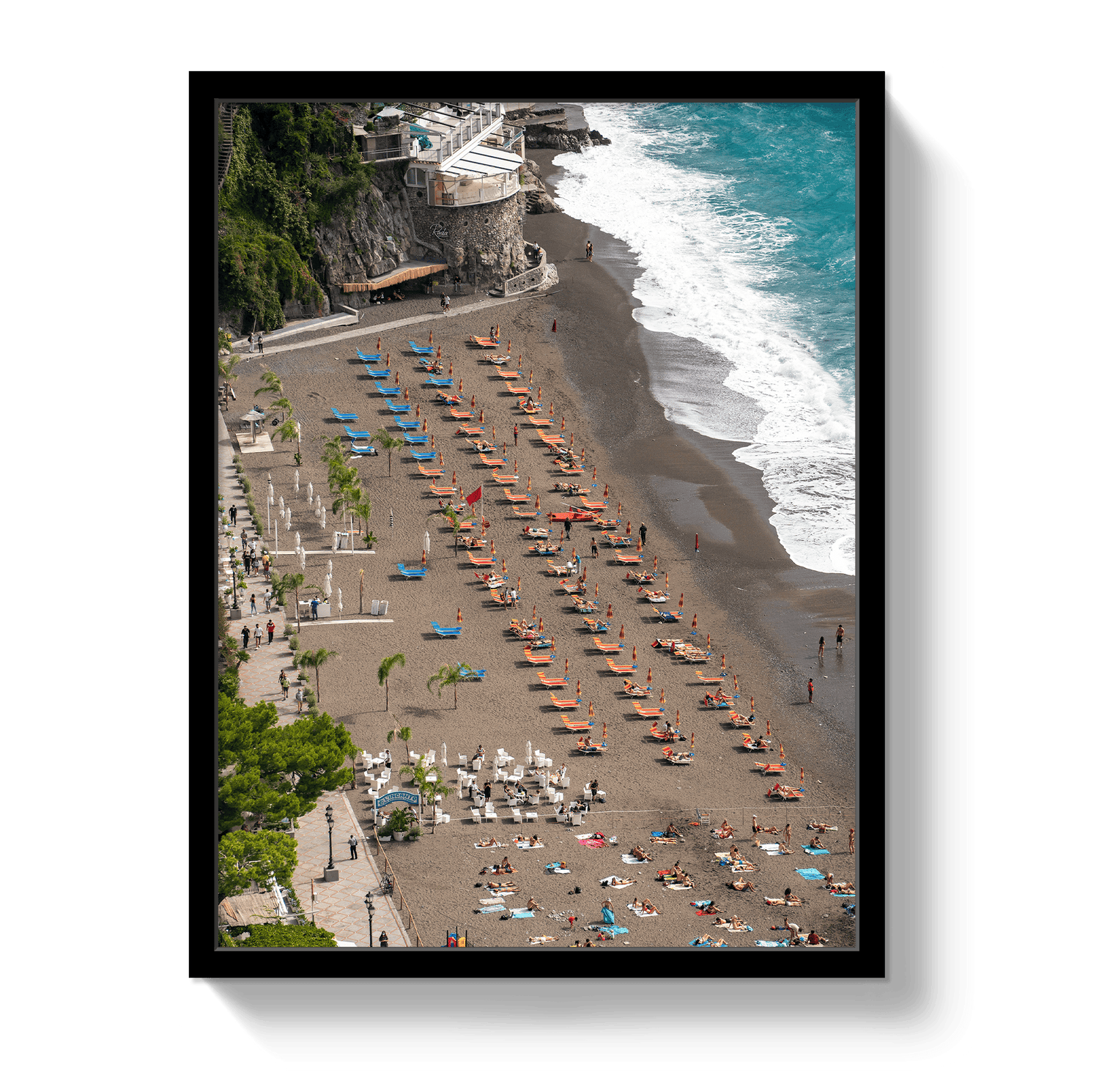 Johnny Vacay Black / 11x14 / Full Bleed Perched In Positano