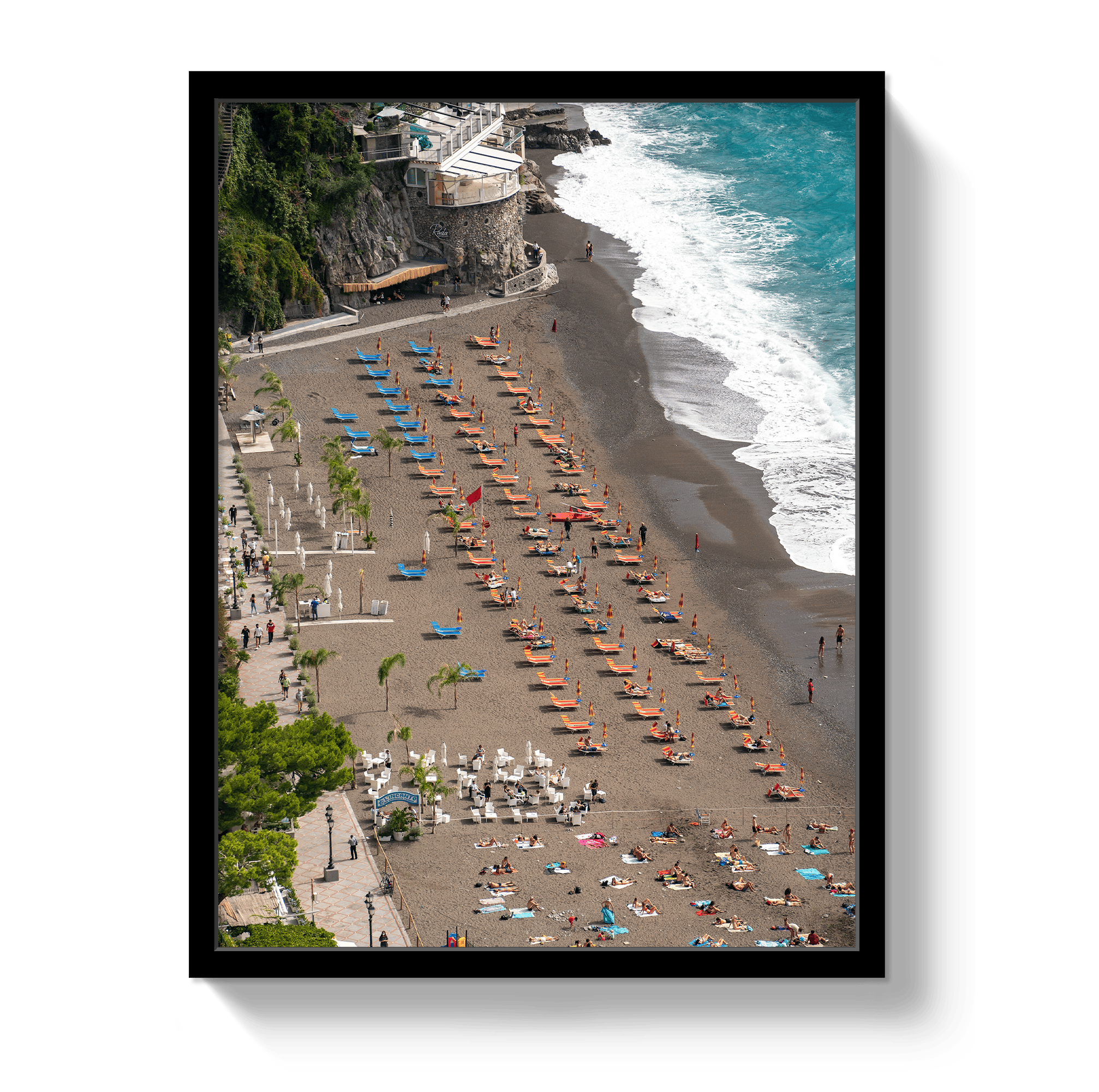 Johnny Vacay Black / 11x14 / Full Bleed Perched In Positano