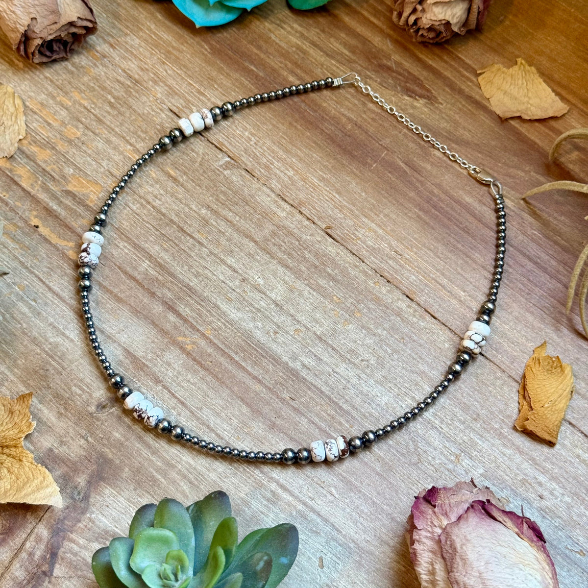 Wild Horse &amp; Sterling Silver Pearl Necklace