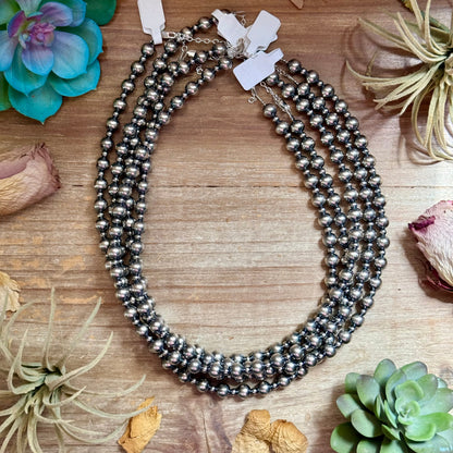 18" Sterling Silver Pearl Necklace – 4mm &amp; 8mm