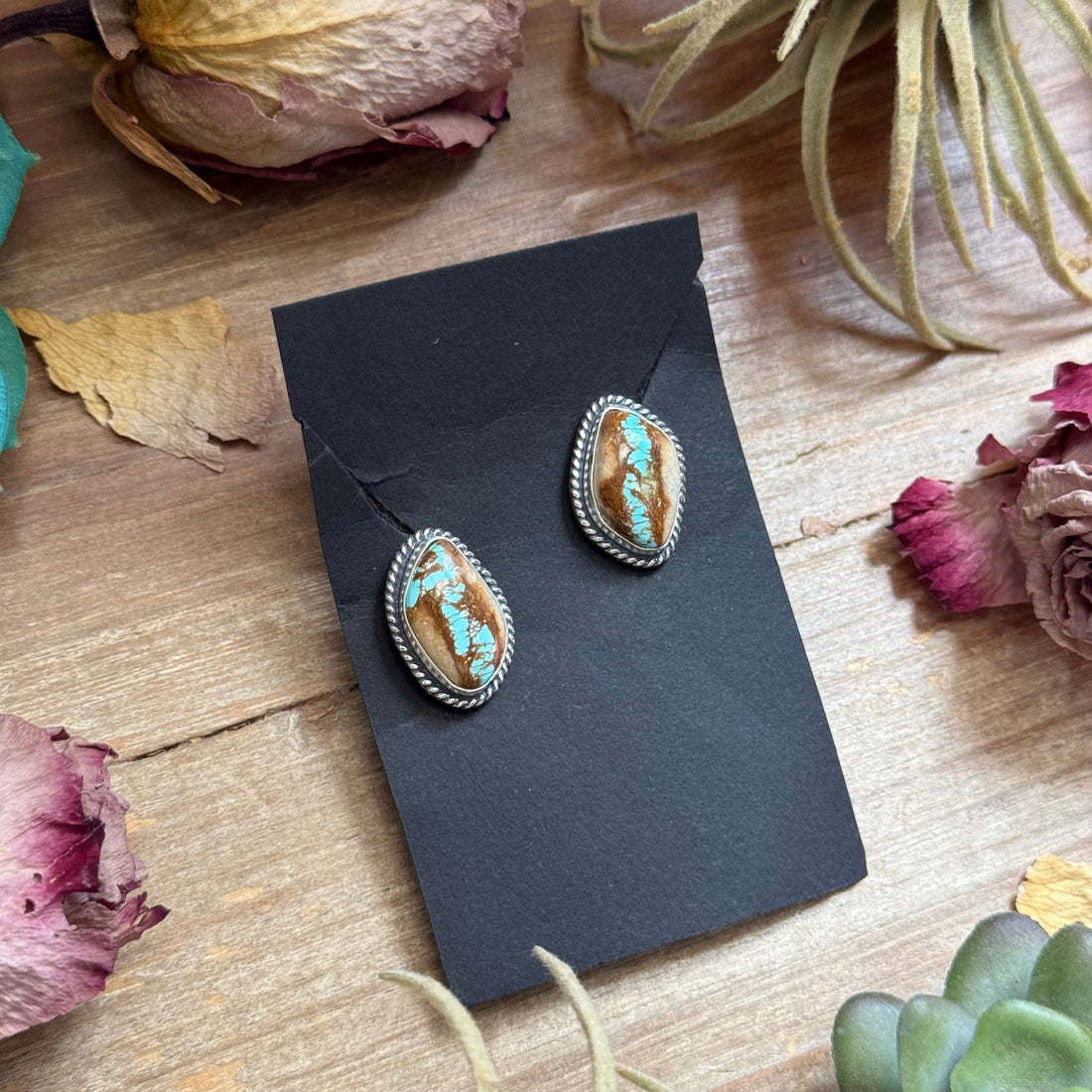 Ribbon Royston Turquoise Stud Earrings by Jason Ogg – No. 2
