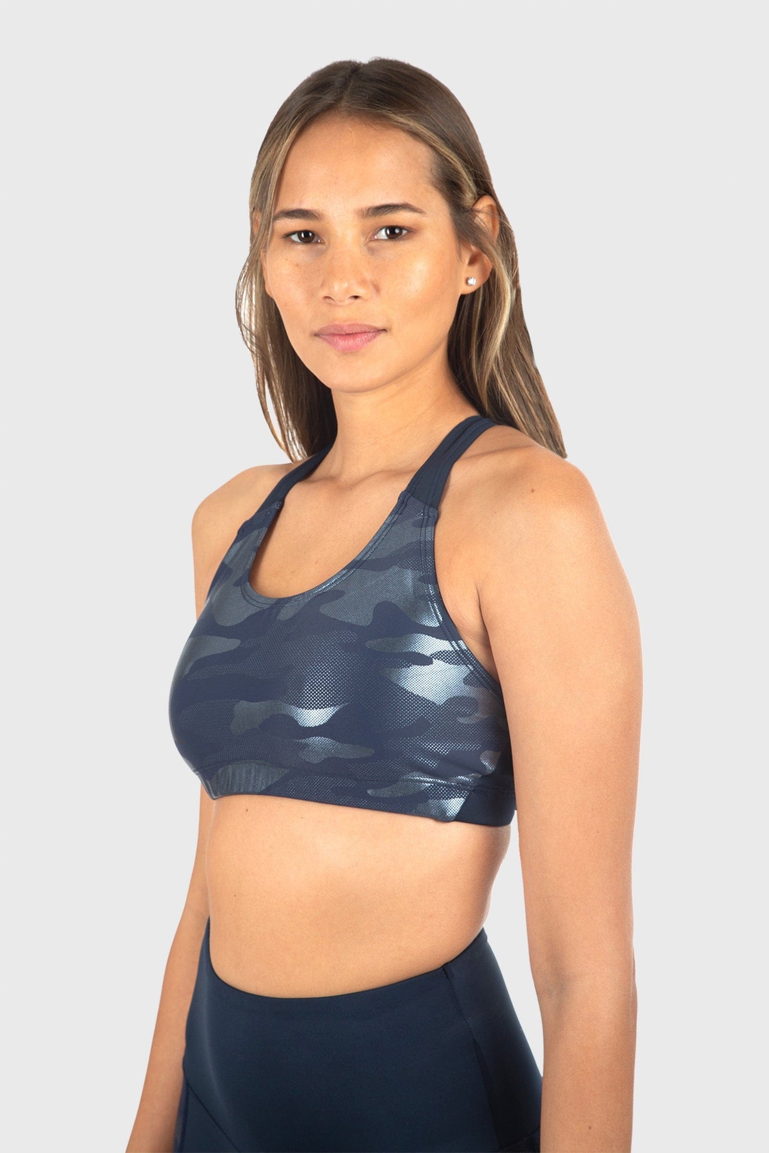 Navy Knockout Camo Sports Bra