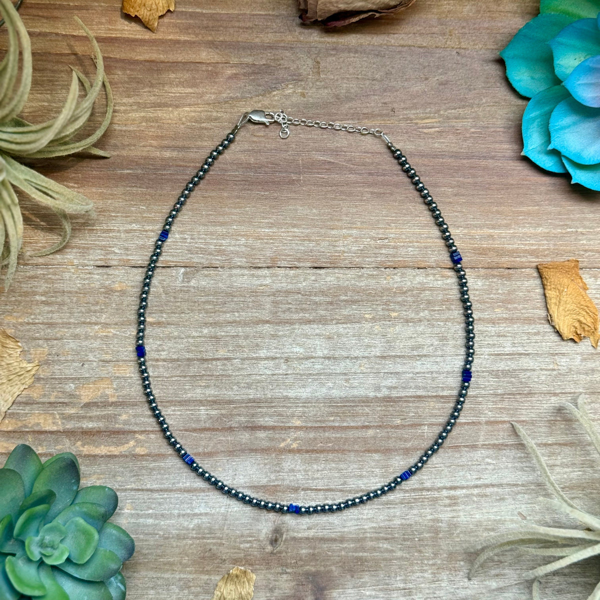 Sterling Silver Pearl &amp; Gemstone Cube Necklace