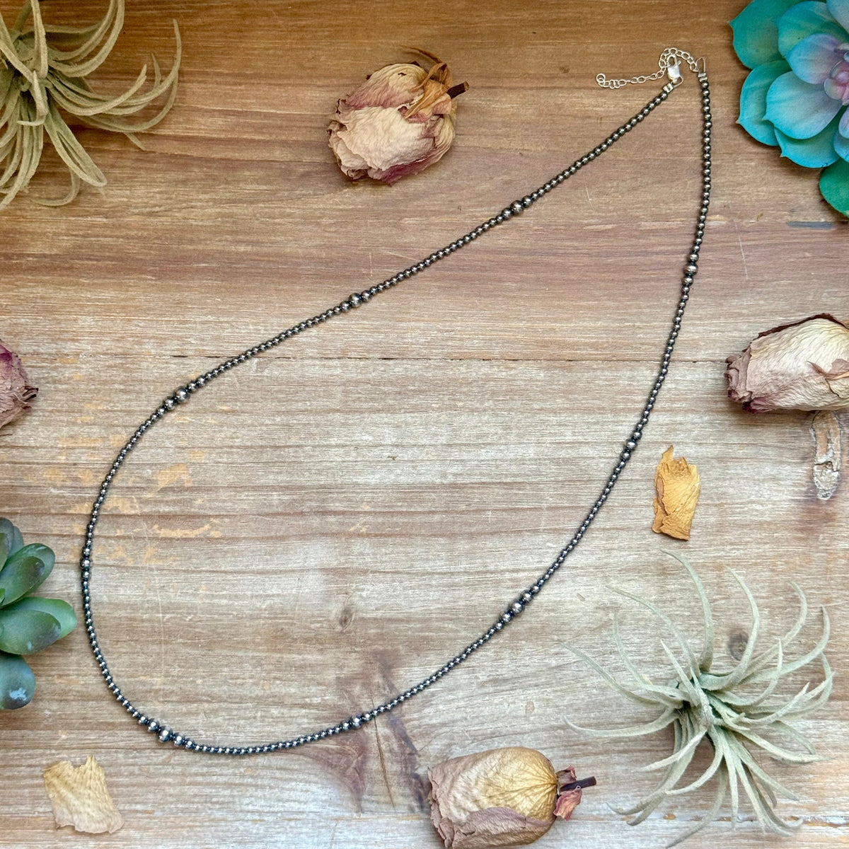 28" Graduated Sterling Silver Pearl Necklace – 3mm
