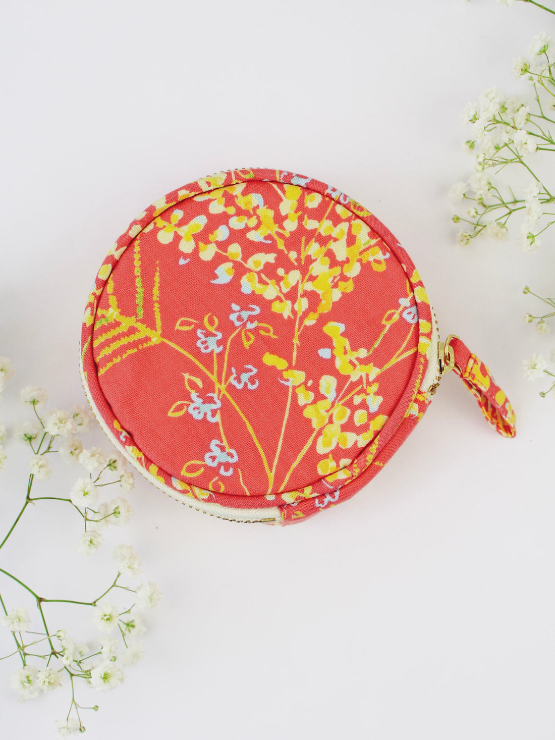 Coral Meadow Flowers Jewelry Pouch - My American Goods