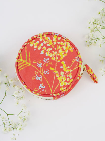 Coral Meadow Flowers Jewelry Pouch - My American Goods