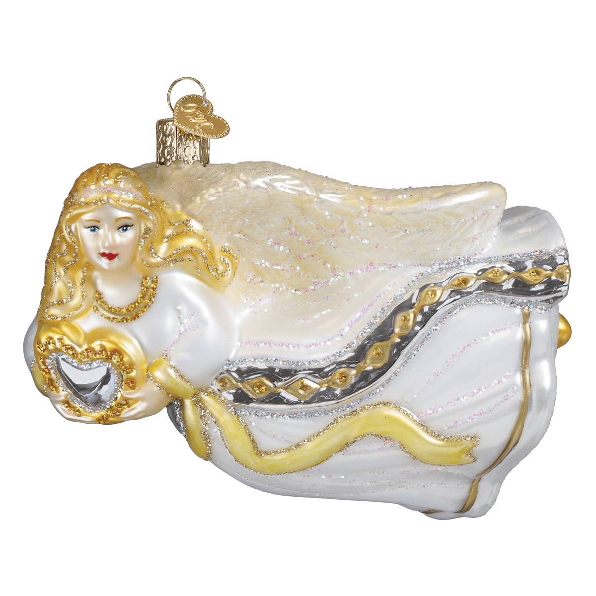 Old World Christmas 2 X 4.75 X 3.5 / 10250 Angel With Heart Ornament