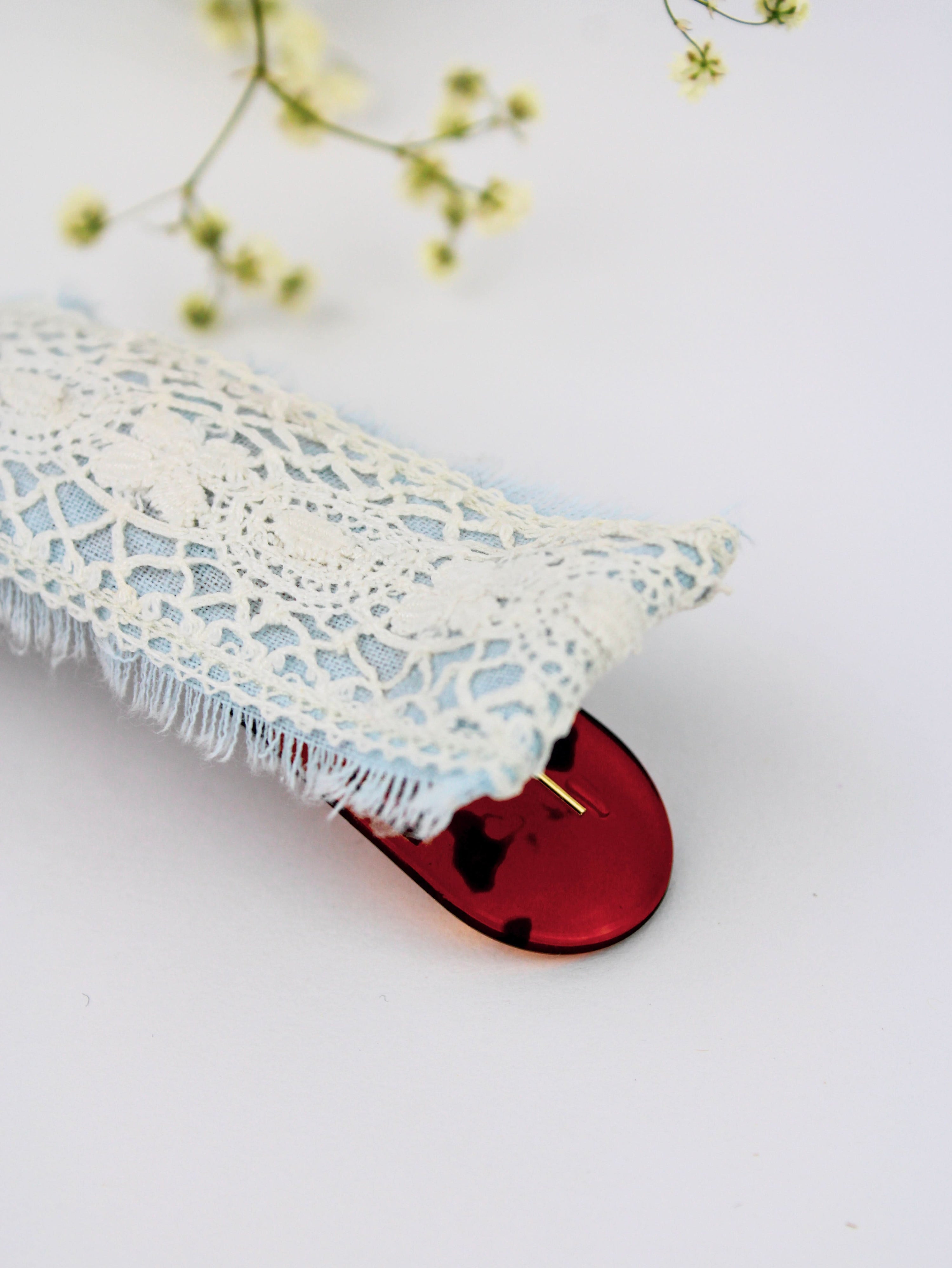 Ash &amp; Rose Hair Clip Amelia Lace and Linen Hair Clip