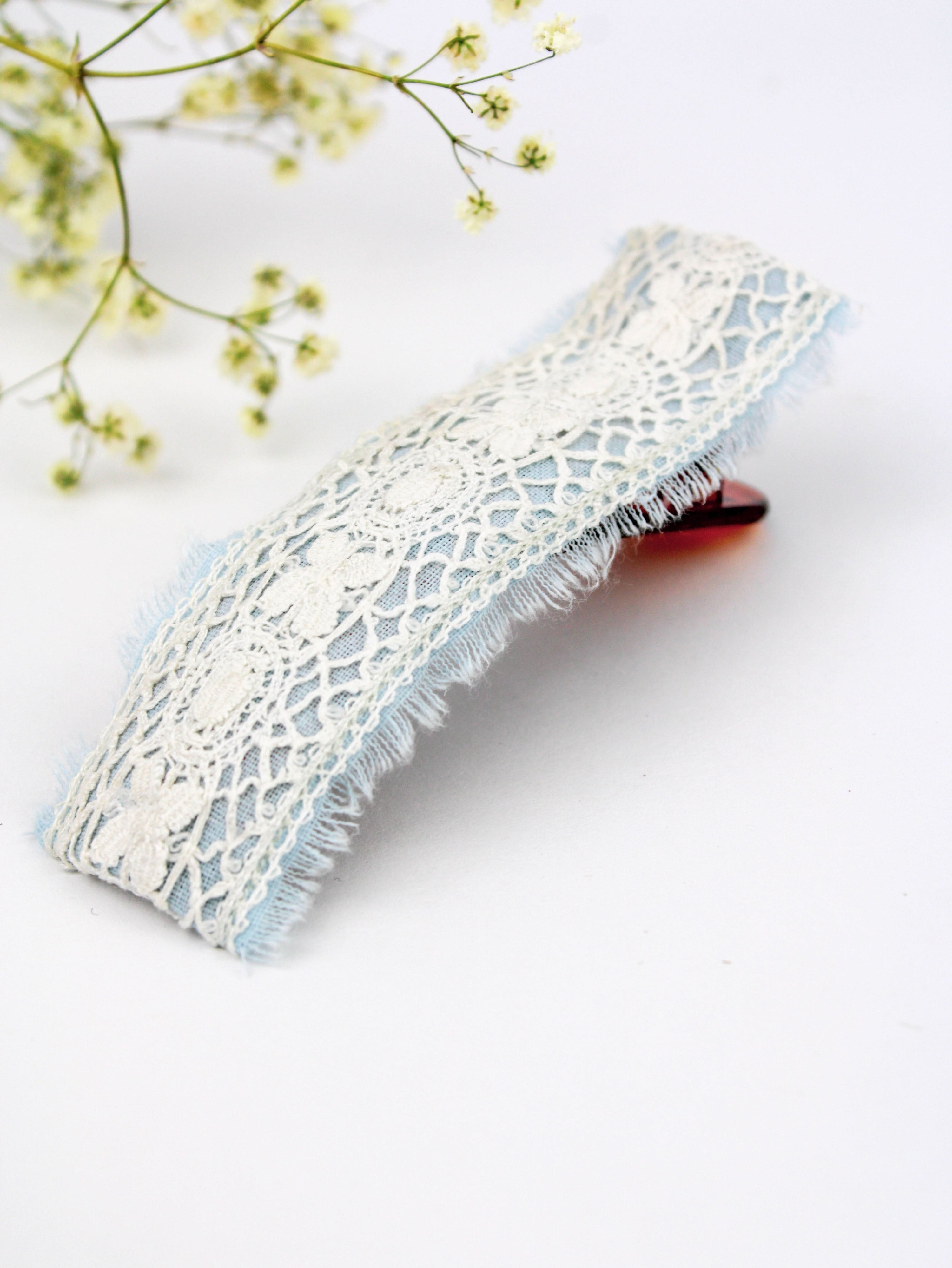 Ash &amp; Rose Hair Clip Amelia Lace and Linen Hair Clip