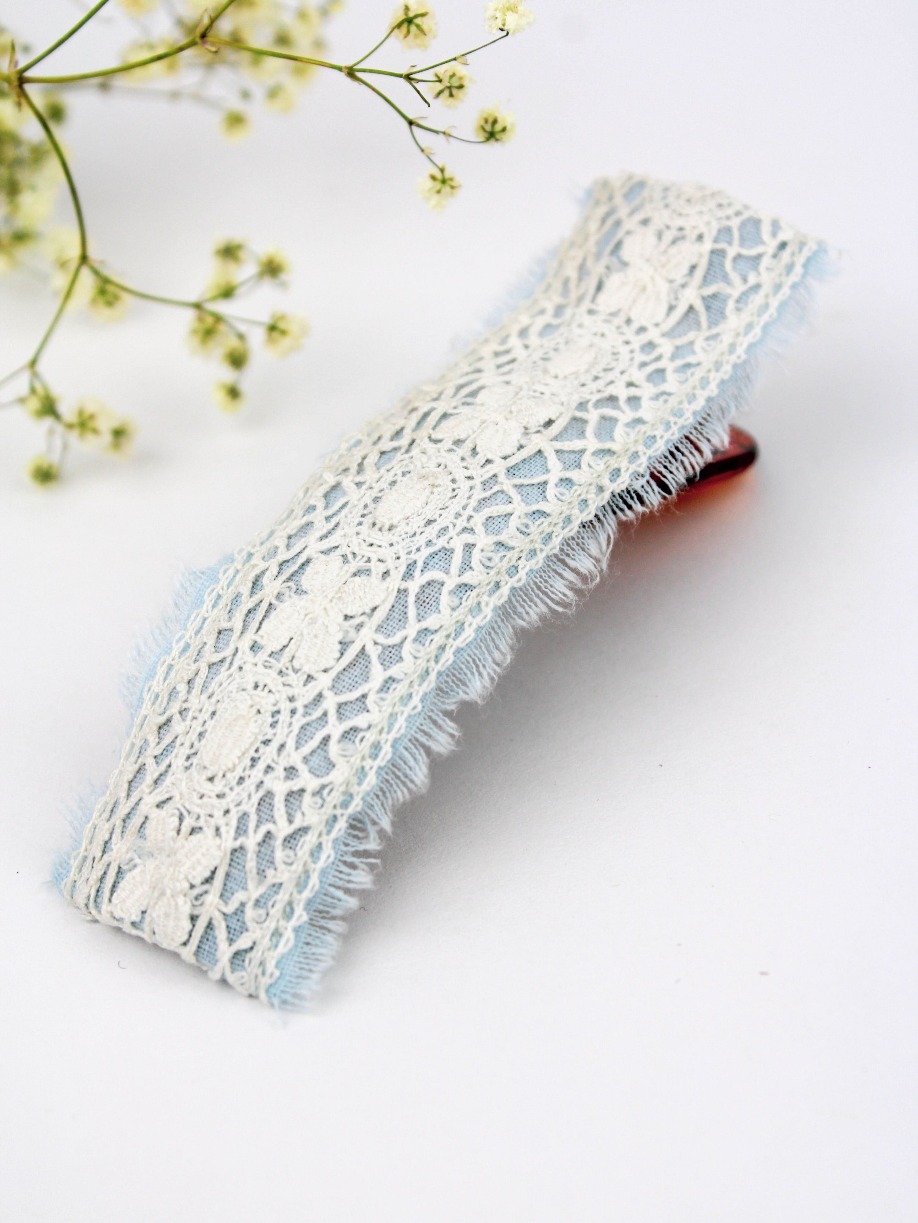 Ash &amp; Rose Hair Clip Amelia Lace and Linen Hair Clip