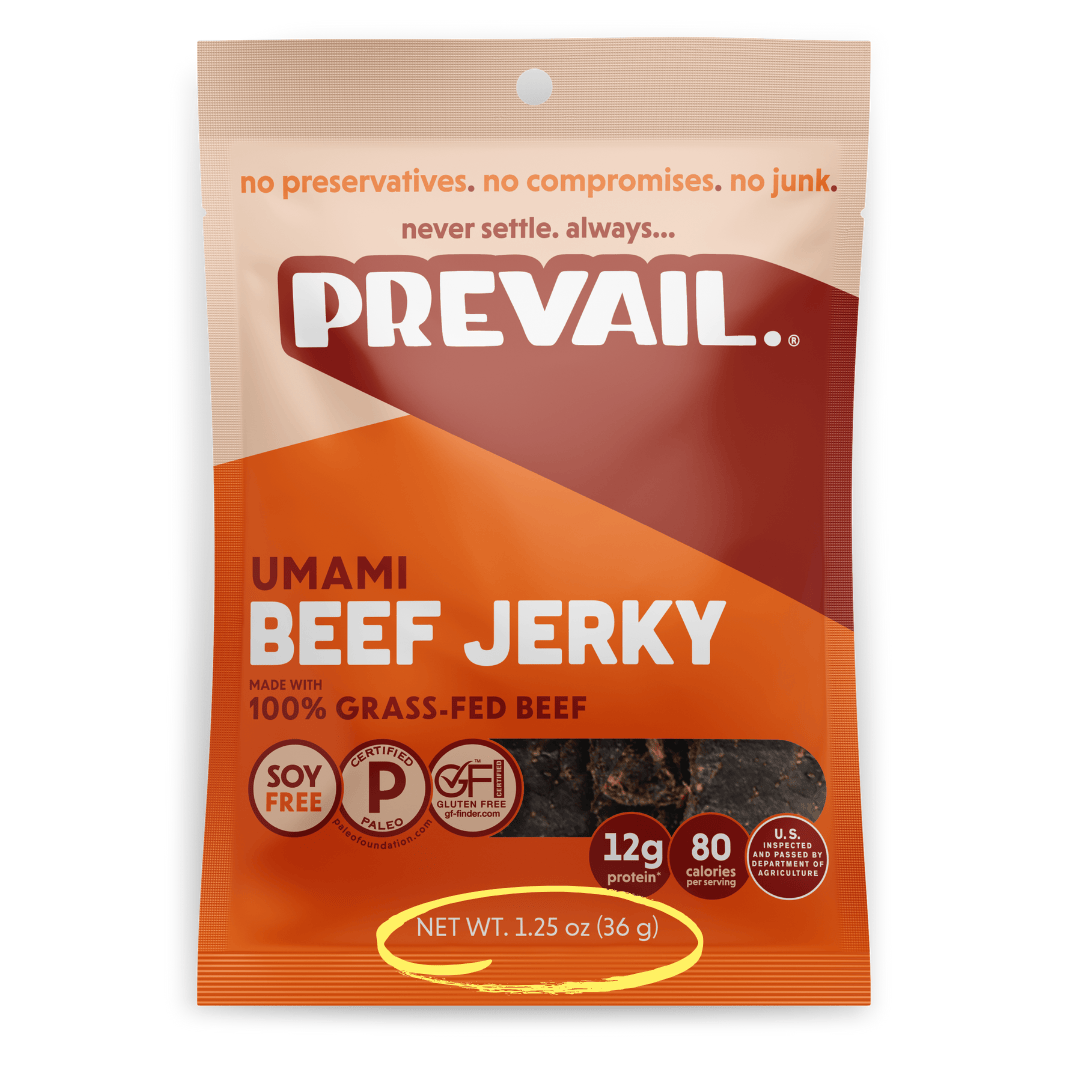 PREVAIL Jerky Jerky Umami Beef Jerky Single Serve 8 Pack