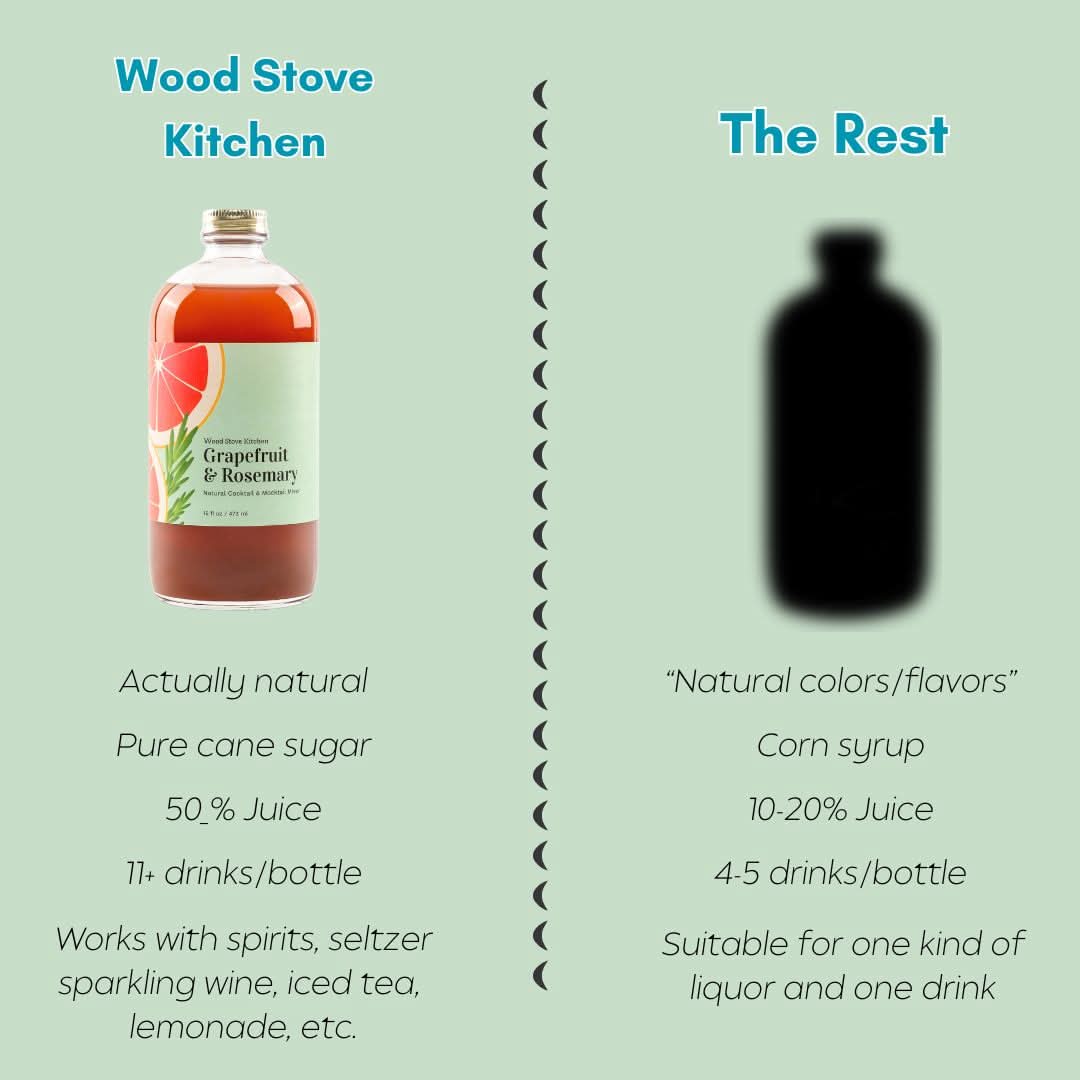 Wood Stove Kitchen Cocktail and Drink Mixers Grapefruit &amp; Rosemary Mixer, 16 fl oz