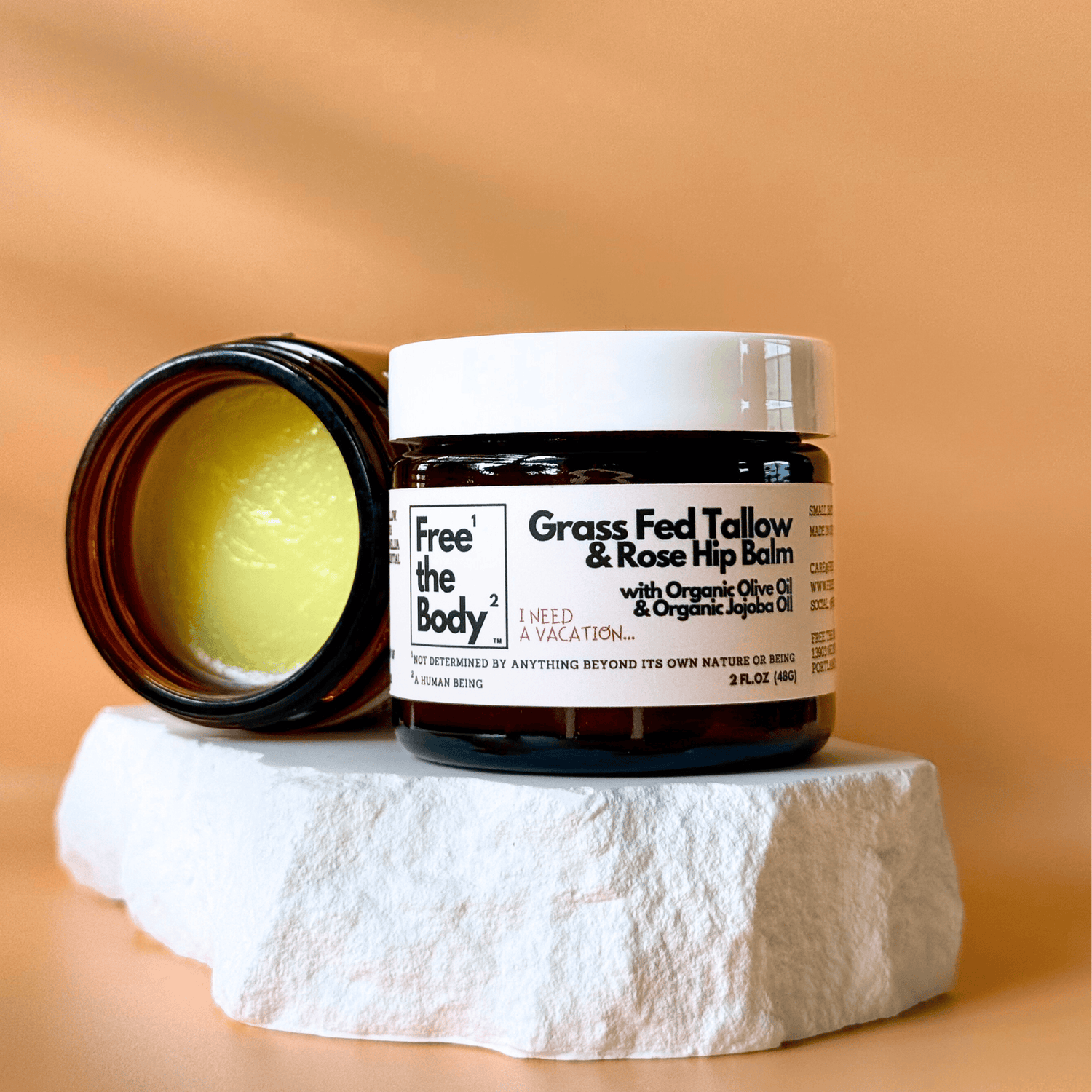 Grass Fed Tallow and Rose Hip Balm - I Need a Vacation - 2 oz