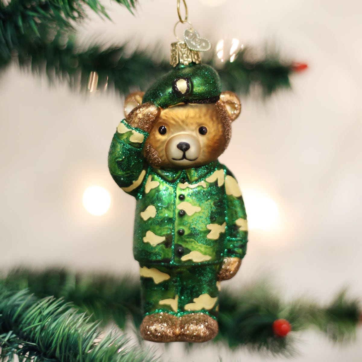 Old World Christmas 5 X 2.5 X 1.75 / 12402 Army Bear Ornament