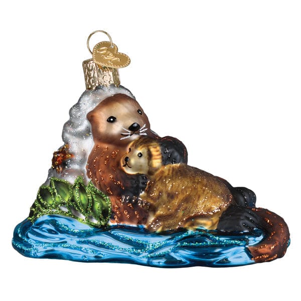 Old World Christmas 2.5 X 3.75 X 2.5 / 12713 Otter With Pup Ornament