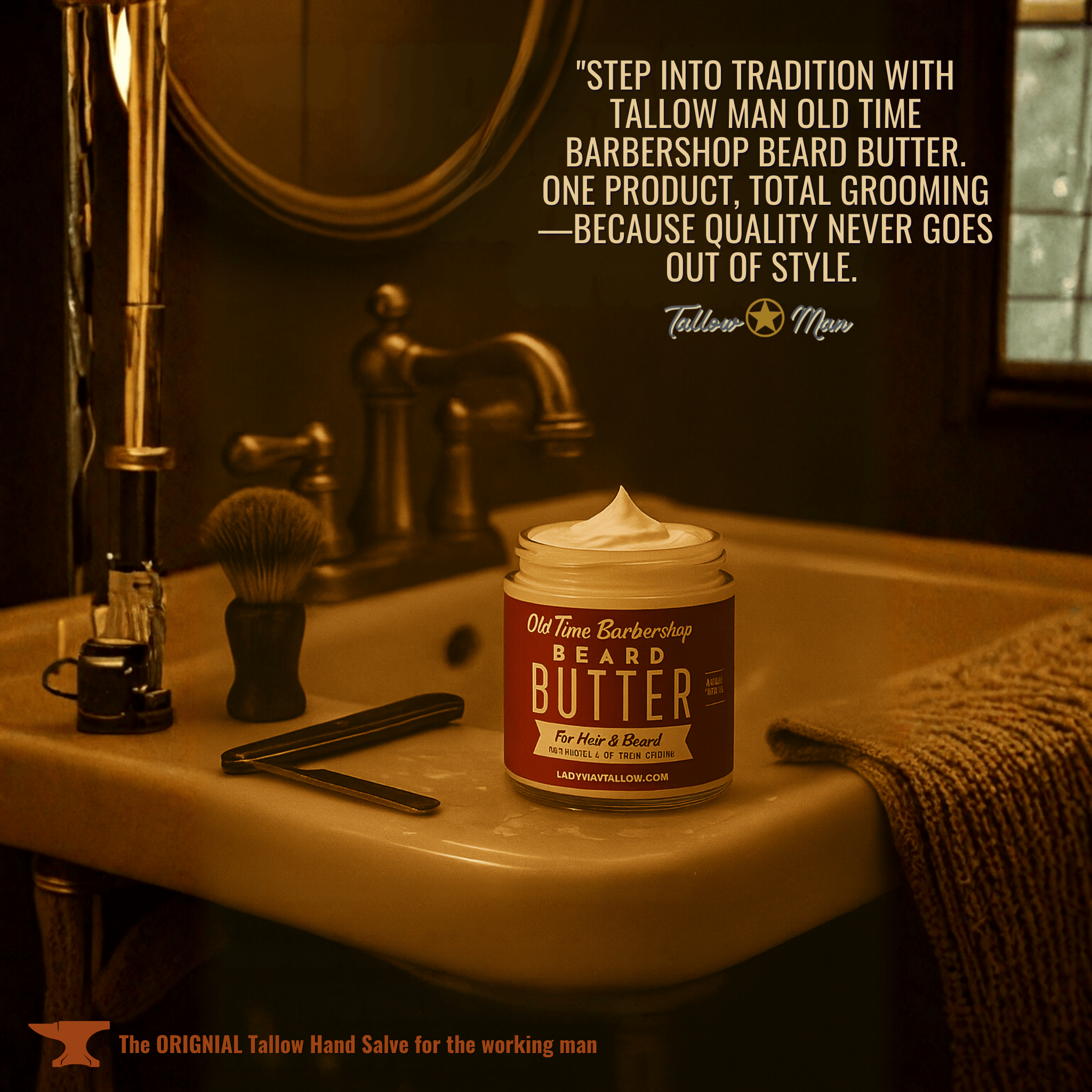 Lady May Tallow Body Cream/Lotion Old Time Barbershop Natural Tallow Beard &amp; Body Butter for Men| All-Natural Beard Butter &amp; Skin Care