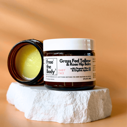 Free the Body Co. Moisturizers baby face Grass Fed Tallow and Rose Hip Balm, Small Batch, Bare