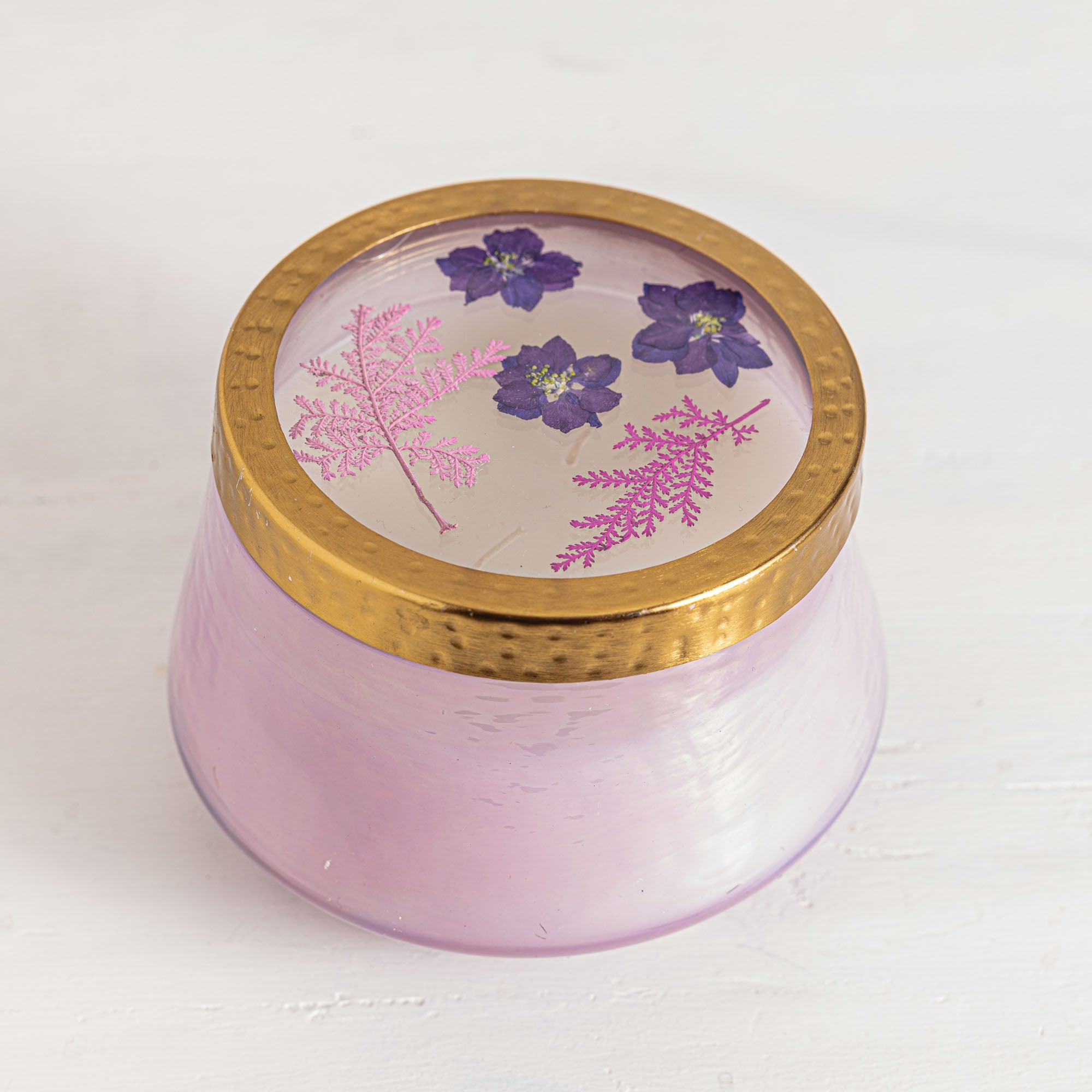 Blackberry &amp; Coconut Large Watercolor Pressed Floral Candle