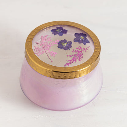 Blackberry &amp; Coconut Large Watercolor Pressed Floral Candle
