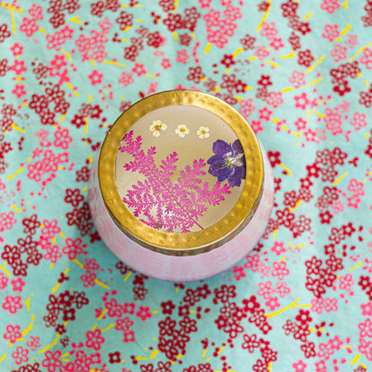 Accent Watercolor Pressed Floral Candle - Blackberry + Coconut