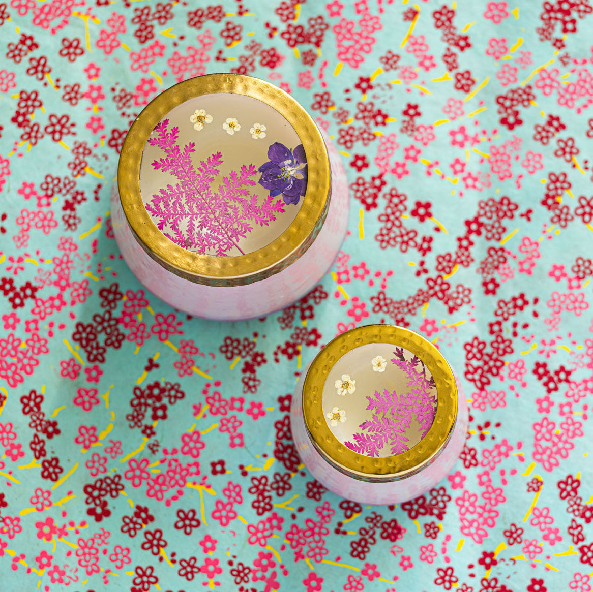 Accent Watercolor Pressed Floral Candle - Blackberry + Coconut