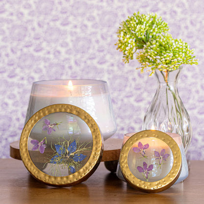 Accent Watercolor Pressed Floral Candle - Berry Fig