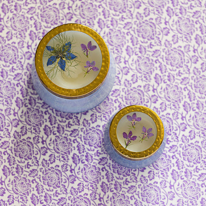 Petite Watercolor Pressed Floral Candle - Berry Fig