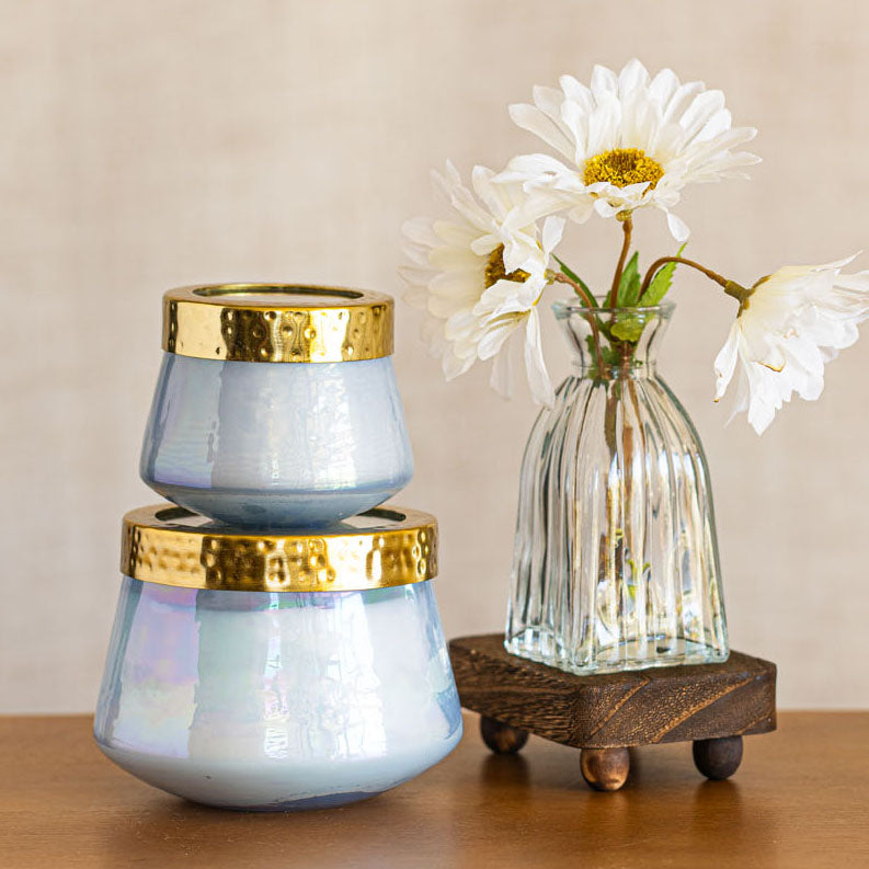 Accent Watercolor Pressed Floral Candle - Berry Fig