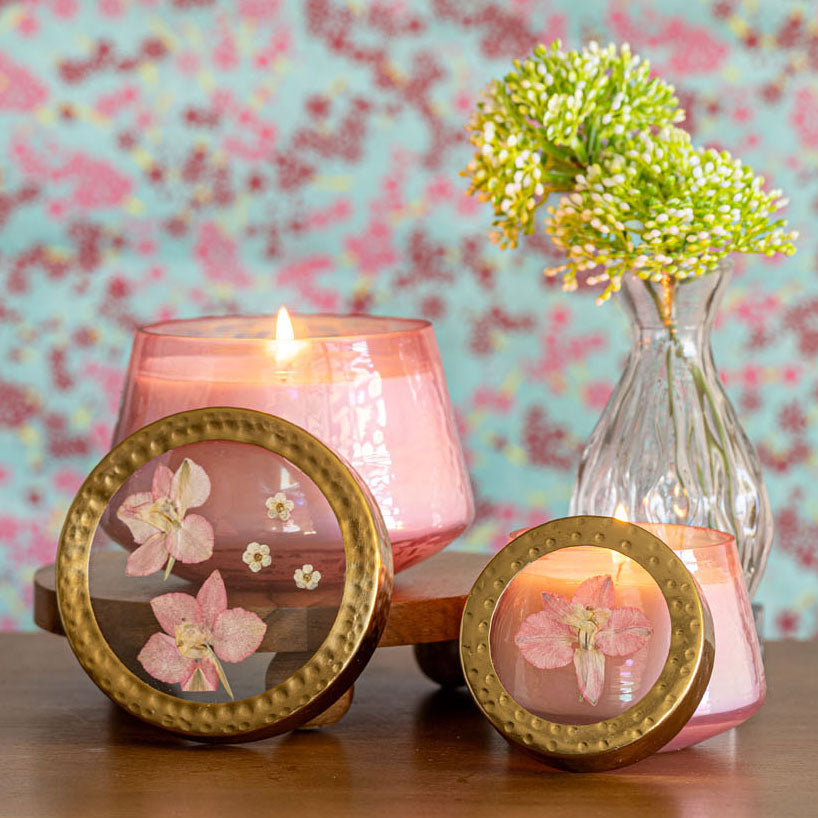 Accent Watercolor Pressed Floral Candle - Luna Flower