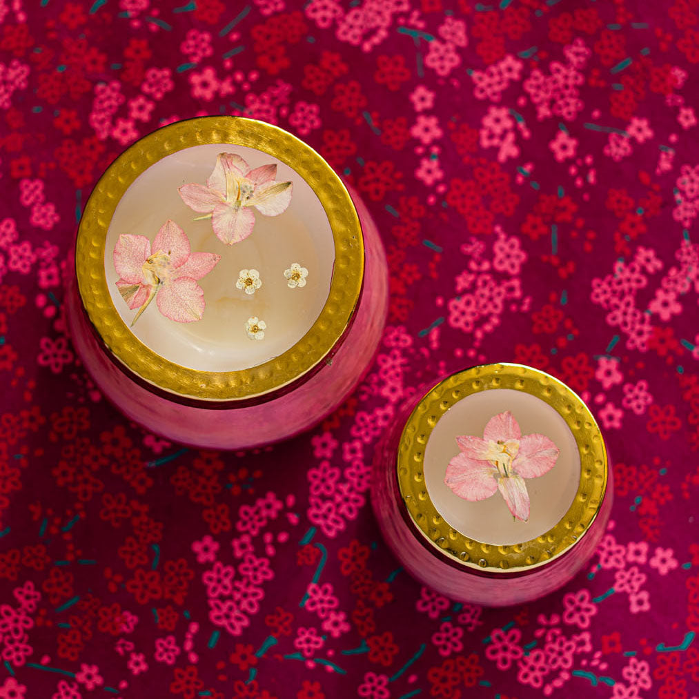 Accent Watercolor Pressed Floral Candle - Luna Flower