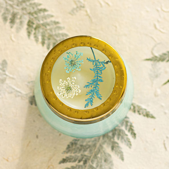 Petite Watercolor Pressed Floral Candle - Pacific Coast