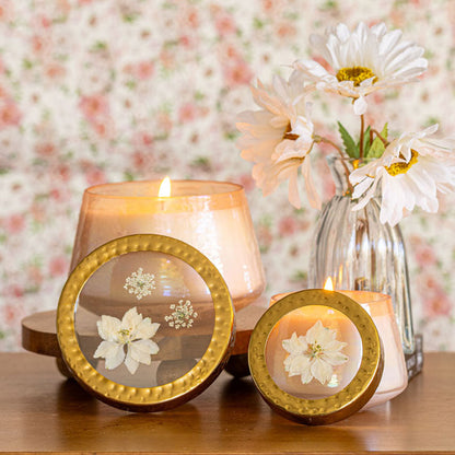 Accent Watercolor Pressed Floral Candle - Rose + Oud