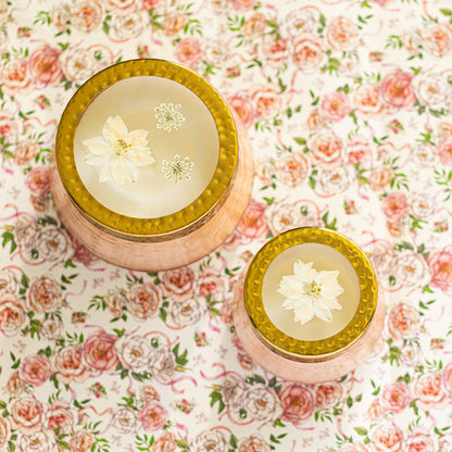 Accent Watercolor Pressed Floral Candle - Rose + Oud
