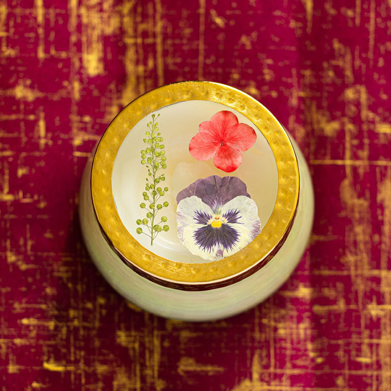 Accent Watercolor Pressed Floral Candle - Tomato Vine