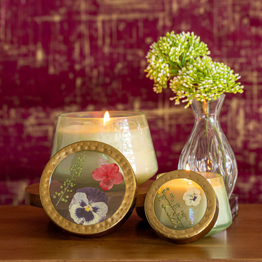 Accent Watercolor Pressed Floral Candle - Tomato Vine