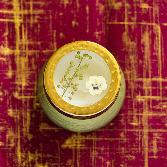 Petite Watercolor Pressed Floral Candle - Tomato Vine