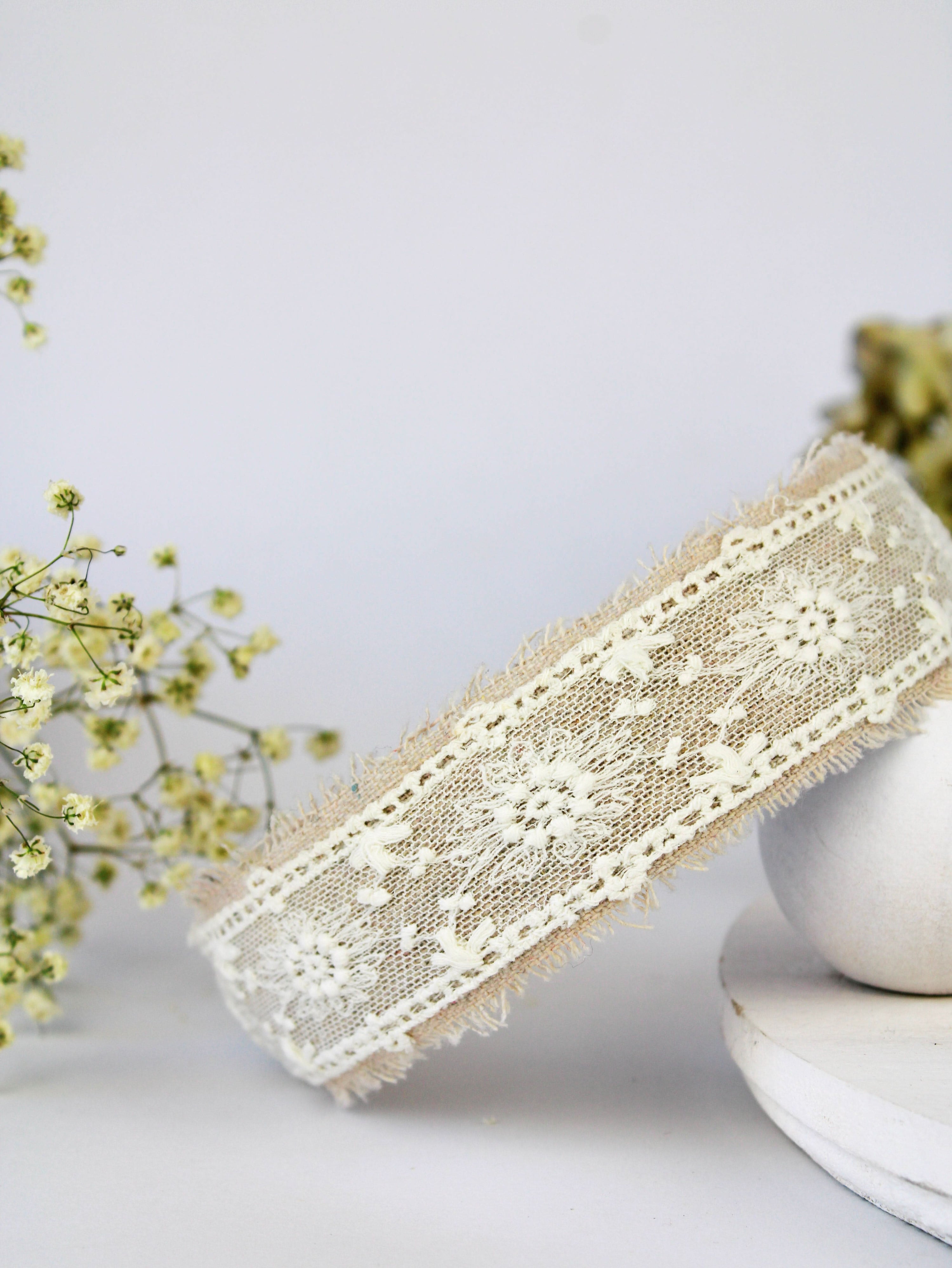 Ash &amp; Rose Hair Clip Cream Clara Lace and Linen Hair Clip