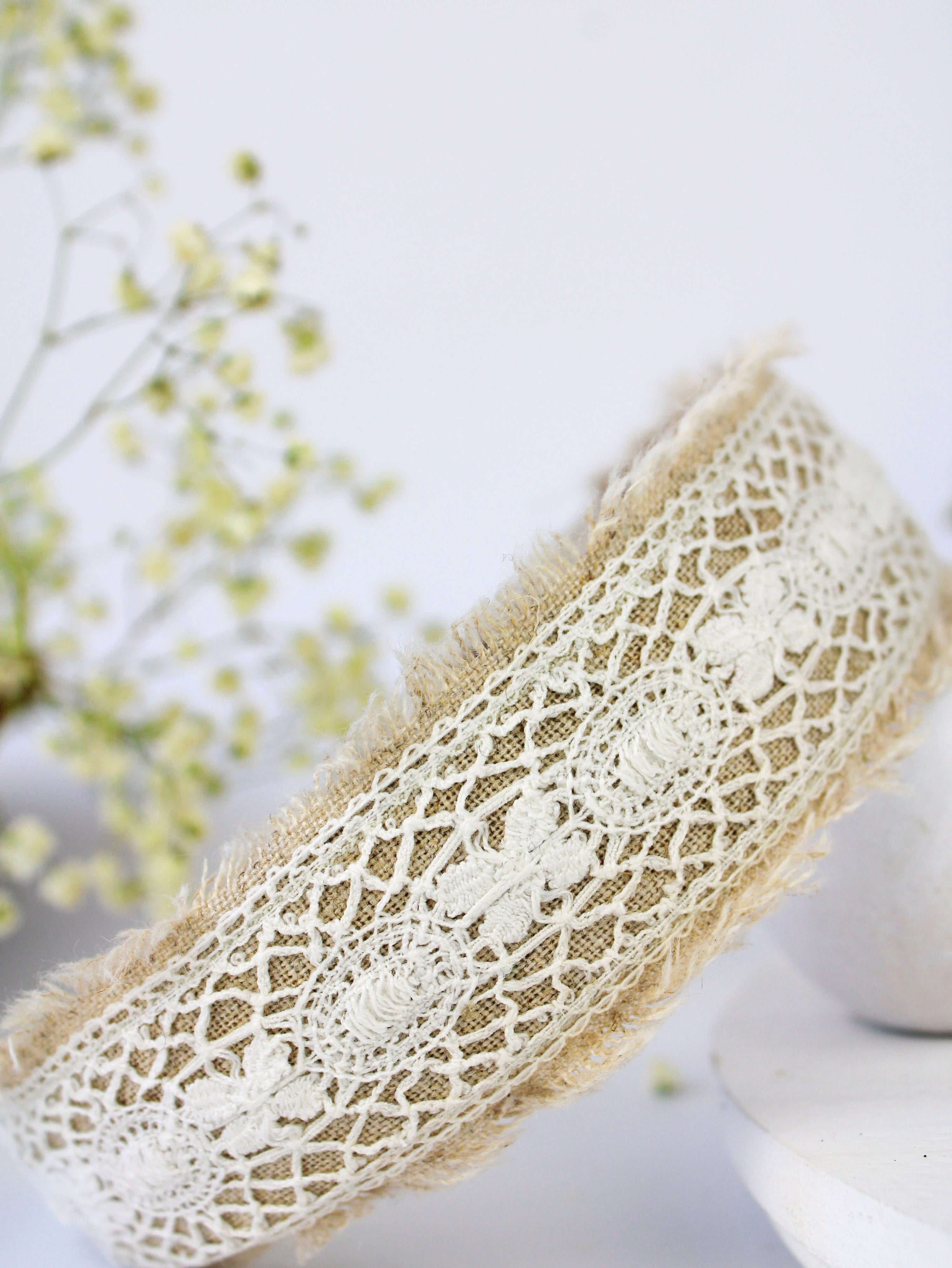 Ash &amp; Rose Amelia Lace and Linen Headband