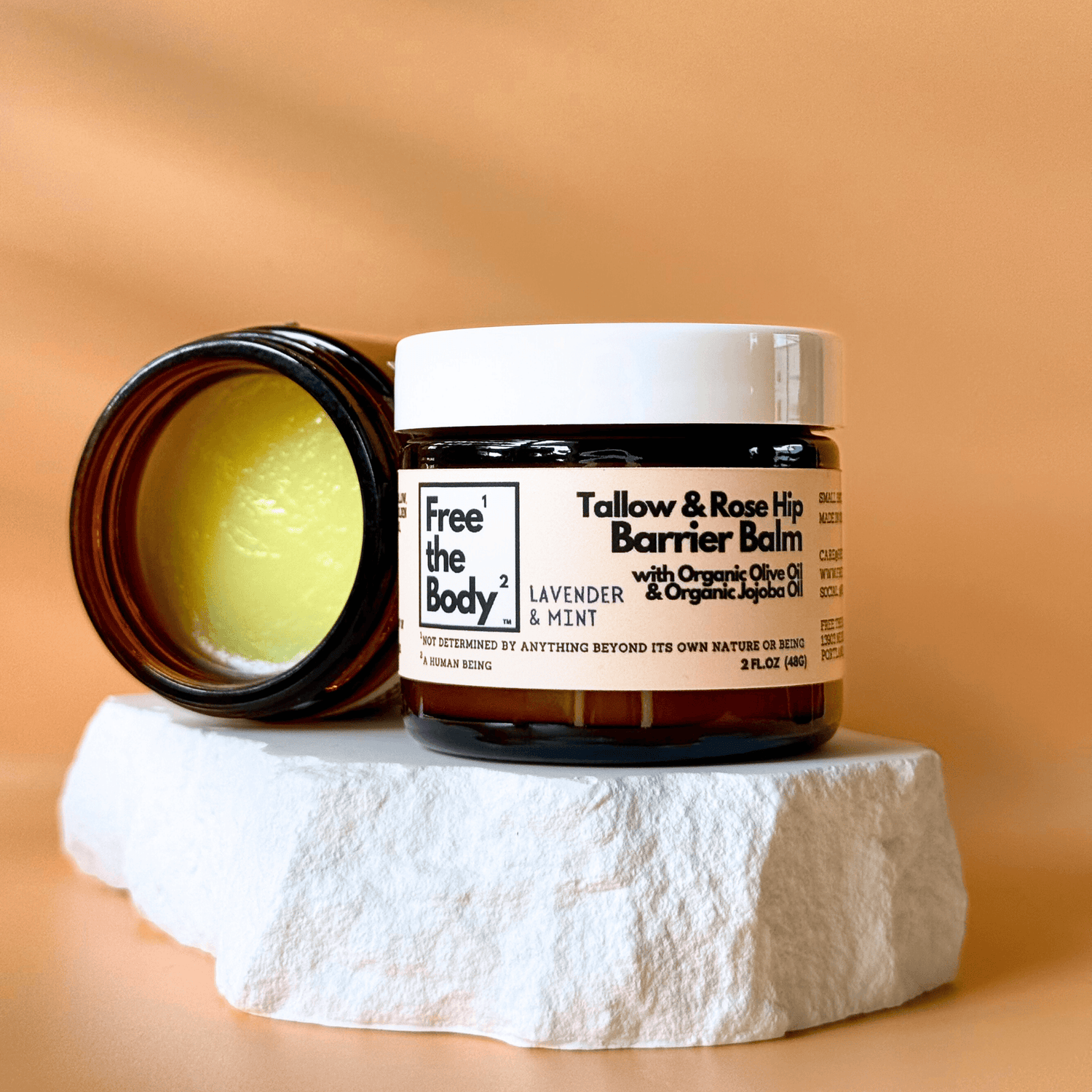 Free the Body Co. Moisturizers Lavender &amp; Mint Tallow and Rose Hip Barrier Balm with Beeswax, Small Batch, 2oz