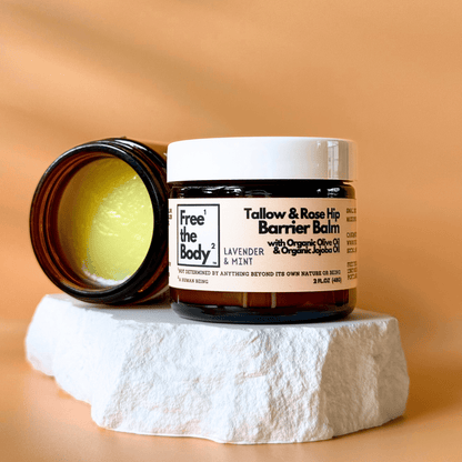 Free the Body Co. Moisturizers Lavender &amp; Mint Tallow and Rose Hip Barrier Balm with Beeswax, Small Batch, 2oz